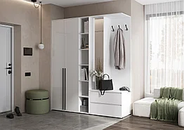 Модульная прихожая Норд (Комплект 1) - Белый / Белый глянец (МИФ)