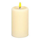 Светодиодная восковая свеча с эффектом мерцания , 7.5*12,5 см, молочный