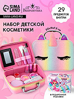 Набор детской косметики в чемодане «Единорожка», тени, резинки для волос, блески для губ, глиттер, украшения,