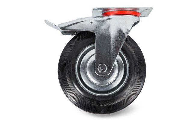 Колесо поворотное резина SCb 93 75 мм с тормозом (F), фото 2