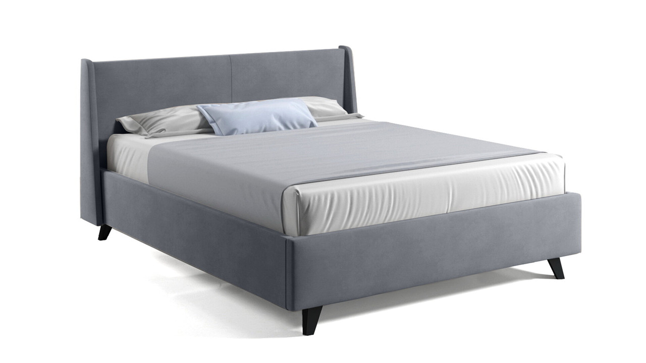 Кровать Лорен 140х200 с подъемн. мех. микровелюр серый