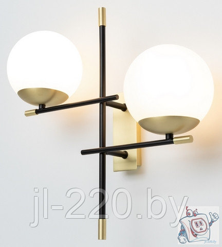 Светильник настенный (бра) Maytoni Modern Nostalgia MOD048WL-02G, IP20, черный с золотом, белый