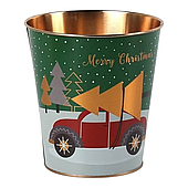 Декоративное кашпо "Праздничный путь" D14*H14,3 см., зеленый, металл