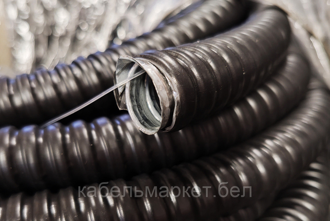 Металлорукав РЗ-Ц-ПВХнг 25 с протяжкой (бухта 25 м)