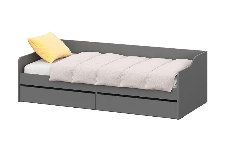 Кровать-диван NN Мебель КР 2 (МС Денвер К) Графит серый, 90х200