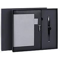 Ежедневник в наборе с ручкой А5, 144x210 мм, BRAUBERG "Style" под кожу, 160 листов, черный