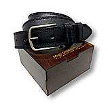 Кожаный ремень ВЕЛИКАН 4см Марун классика черный, фото 2