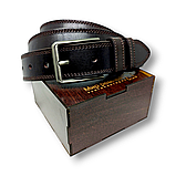 Кожаный ремень ВЕЛИКАН 4см Марун классика коричневый, фото 2