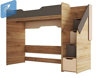 Кровать-чердак МК Стиль RICH КР-001 дуб Крафт золотой/миндаль/глиняный серый