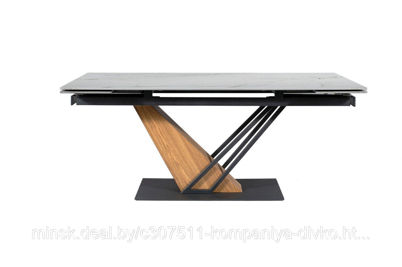 Стол обеденный SIGNAL GENESIS белый/дуб 160-220/90