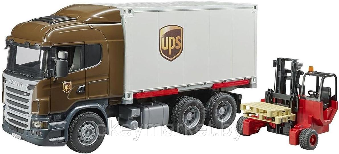 Логистический фургон UPS Scania с погрузчиком Bruder 03581, фото 2