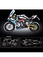 Конструктор T3042 R-T Мотоцикл BMW M 1000 RR 589 деталей, фото 3