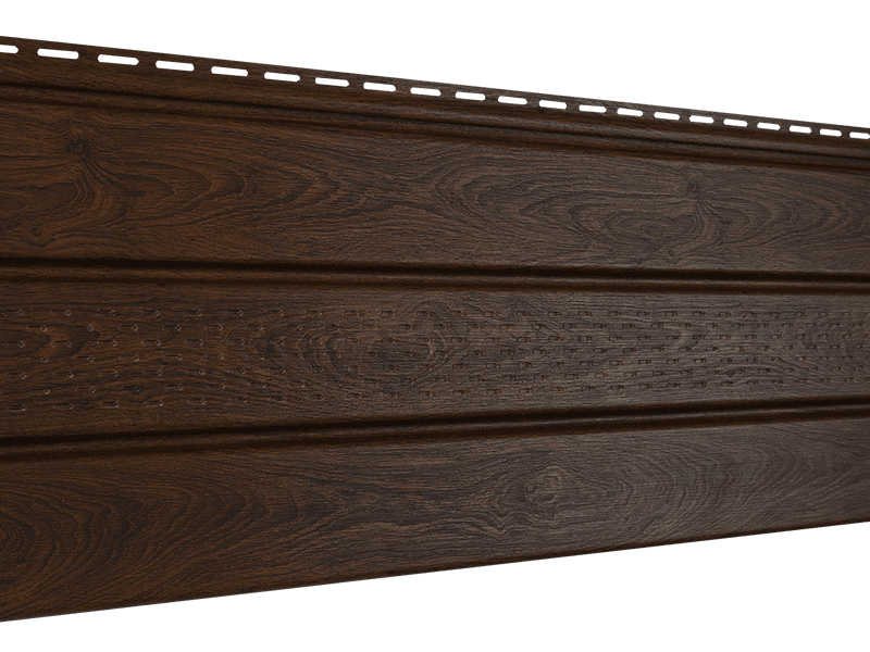 Сайдинг Ю-пласт Софит PRO (Орех темный, с частичной перфорацией)