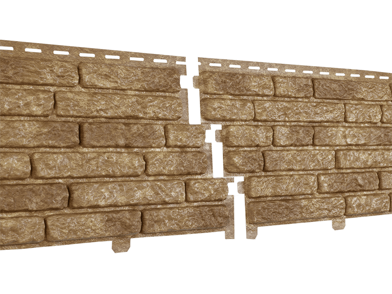 Сайдинг Ю-пласт Фасадная панель Стоун-хаус Кварцит (Темно-Бежевый)