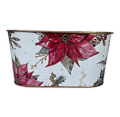 Декоративное кашпо "Рождественские цветы" D19,5*11,5/H9 см., металл