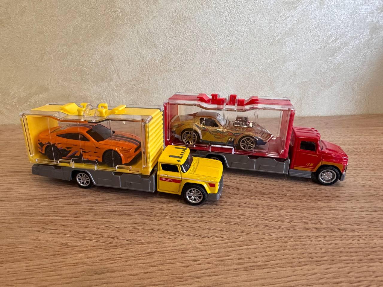 Машинка Прозрачный фургон 12,5 см + гоночная 7 см