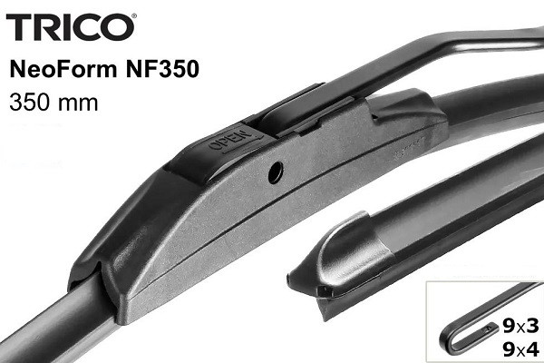 Щетка бескаркасная 350мм NEOFORM крепление HOOK TRICO NF350