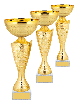 Кубок  на мраморной подставке,   высота 22.5 см , чаша 8 см , золотистый