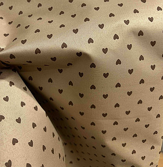 Ткань подкладочная Peach Skin "Сердца" бежевая