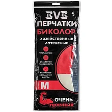 Перчатки латексные хозяйственные BVB красно-белые, размер М