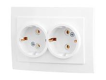 Розетка 2-ая (скрытая, с/з) белая, Стандарт, Юпитер