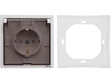 Розетка 1-ая с з/к крышкой прозрачн (скрытая, с/з, з/ш, брызг. защ.) белая, Carre, Bylectrica