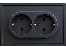 Розетка 2-ая (скрытая, с/з, со шторками) графит, Carre, BYLECTRICA