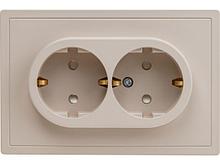 Розетка 2-ая (скрытая, с/з, со шторками) песочная, Carre, BYLECTRICA