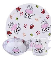 Красивый набор детской столовой посуды для еды кормления малышей детей мальчика девочки LORAINE 31438 фарфор
