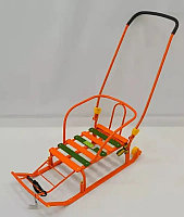 Санки детские (Т5К) Тимка 5 Комфорт колесики, перекидная ручка, 2 положения, оранжевые