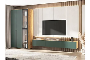 Гостиная Норд Дуб Крафт Золотой / Изумруд