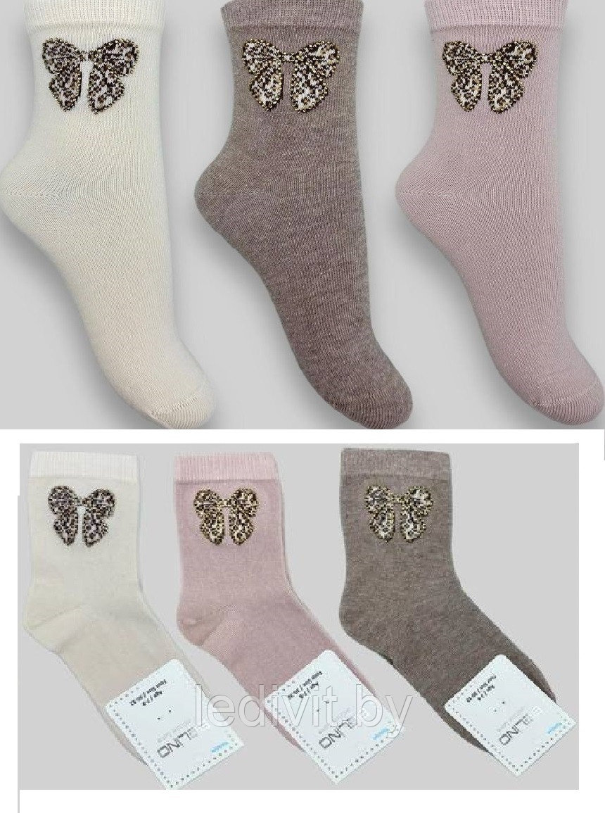 Носки с рисунком и стразами для девочки