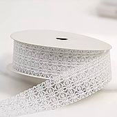 Лента полиэстер "Ажурное плетение", 25 мм*13 ярд., белый