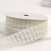 Лента полиэстер "Ажурное плетение", 25 мм*13 ярд., шампань