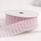 Лента полиэстер "Ажурное плетение", 25 мм*13 ярд., светло-розовый