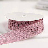Лента полиэстер "Ажурное плетение", 25 мм*13 ярд., розовый