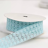 Лента полиэстер "Ажурное плетение", 25 мм*13 ярд., светло-голубой