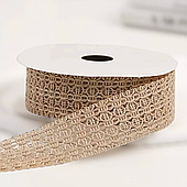 Лента полиэстер "Ажурное плетение", 25 мм*13 ярд., бежевый
