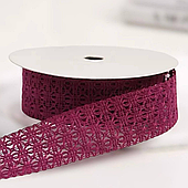 Лента полиэстер "Ажурное плетение", 25 мм*13 ярд., винный