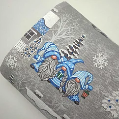 Ткань 100% Хлопок Вафельное Полотно "Гномики на сером"