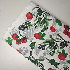 Ткань 100% Хлопок Вафельное Полотно "Помидорки"