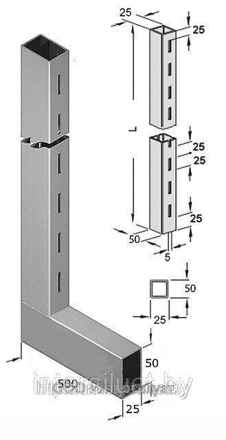 Стойка 50х25мм L-образная «Элемент» высота 2,4м - фото 1 - id-p508854