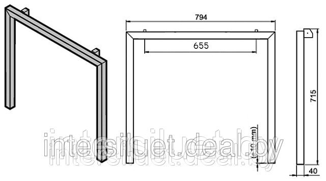 Мебельный каркас П-образная опора для стола "КВАДРО" 800-720мм - фото 2 - id-p4179611