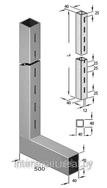Стойка 40*40мм L-образная «Элемент» высота 2,4м - фото 1 - id-p19879287