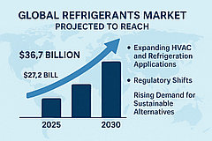 Мировой рынок хладагентов достигнет 36,7 млрд долларов к 2030 году