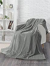 Плед Велсофт 220х200 см Бояртекс диз. 16-0000 Серый графит (полоса)