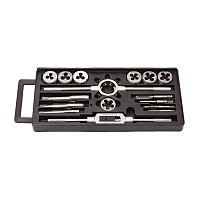 Набор метчиков и плашек метрический 16пр. (М3х0.5, М4х0.7, М5х0.8, М6х1, М8х1.25, М10х1.5, М12х1.75), в пенале