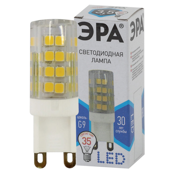 Лампа светодиодная ЭРА LED JCD-3,5W-CER--840-G9 (керамика, капсула, 3,5Вт, нейтральный свет, G9)
