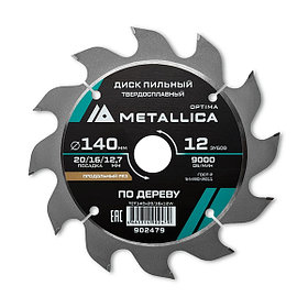 Диск пильный тв. сплав. METALLICA Optima 140x20/16/12,7 мм, 12 зубов, Т=2,4 мм по дереву продольный