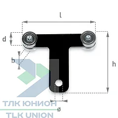 Роликовая тележка для стойки тип "Т", 114х96х24, Bozamet WS.01.96